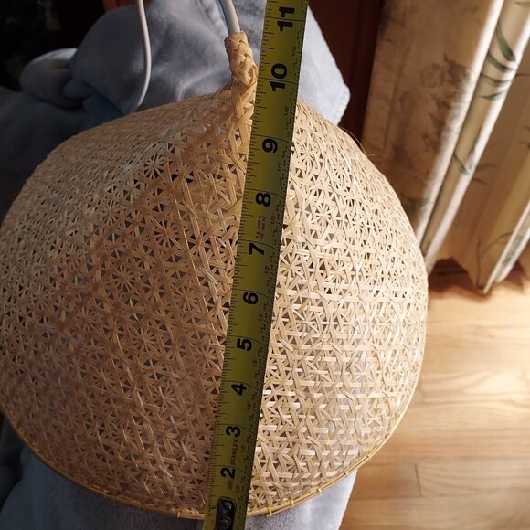 Asian Art Bamboo Wicker Rattan Lantern Shade Pendant Ceiling Lighting Fixture - Picture 4 of 8
